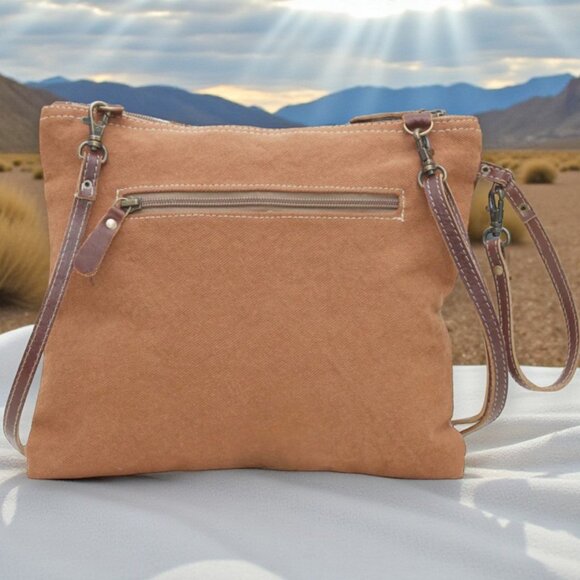 Myra Bag Leather & Hairon Wristlet Crossbody Bag "Dusa" - New - Picture 3 of 15